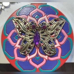 Compact Make-up Case Touch-up Magnifying Mirror Mandala Background Design